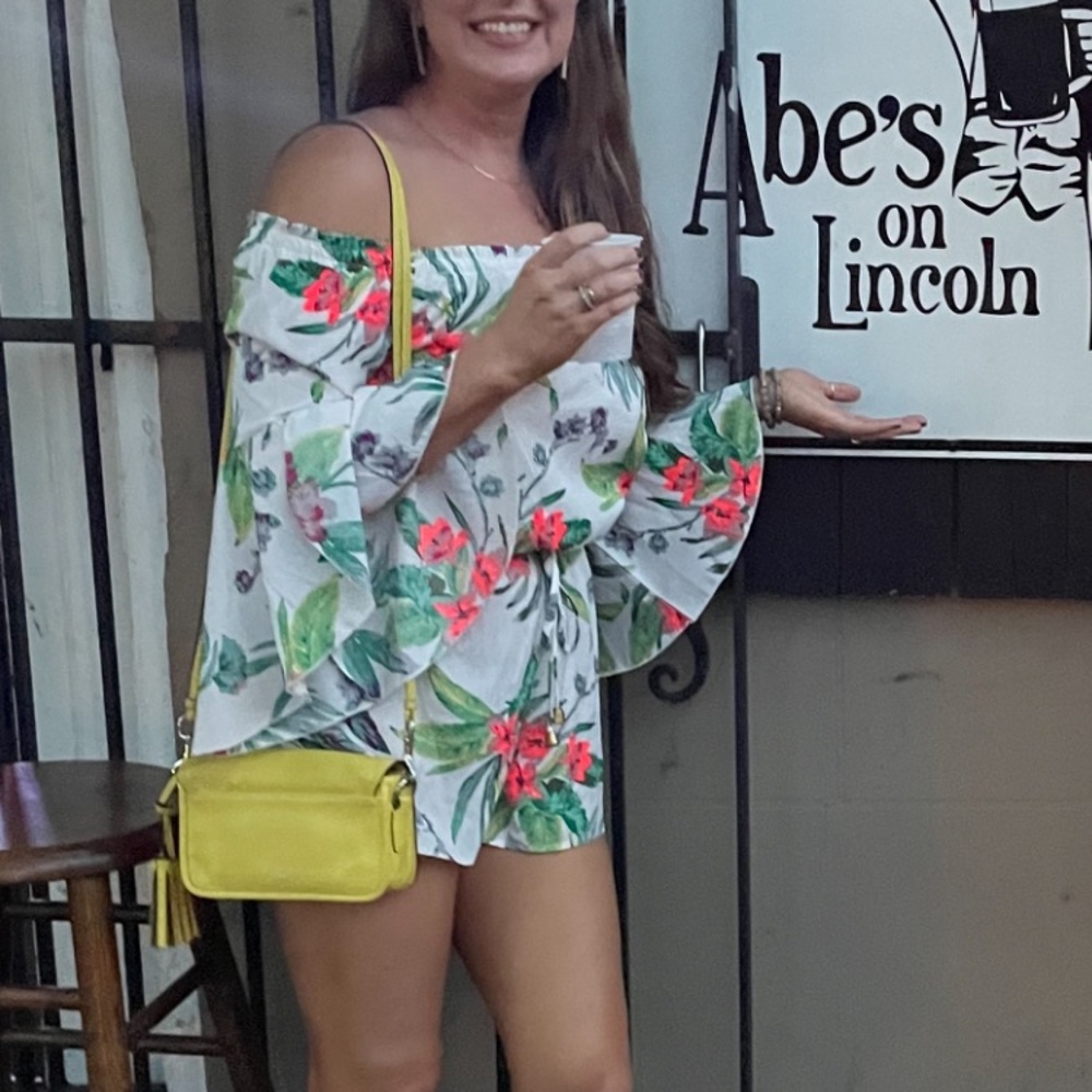 Neon floral romper, medium